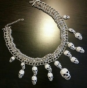 Bling Rhinestone Skull Collar Necklace!